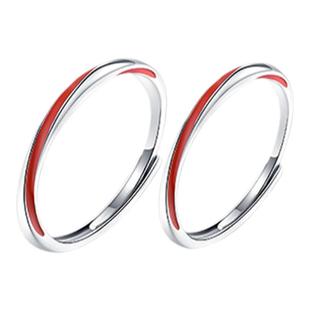 红线莫比乌斯环情侣戒指纯银一对戒开口生日七夕节礼物送男女朋友