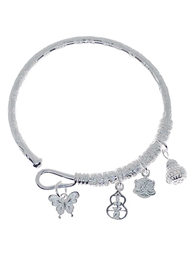 足银9999醒狮盘缠银手镯女