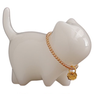 冰种玉瓷招财猫咪摆件陶瓷呆萌可爱小猫咪茶具茶道装饰茶宠小摆件