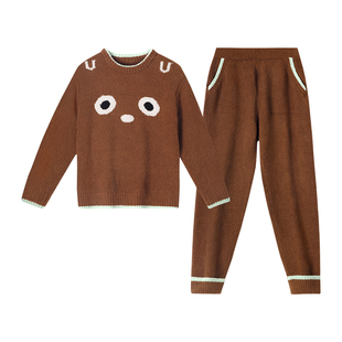 【张子萱推荐】likeuu亲子儿童睡衣套男女童加厚半边绒家居服秋冬