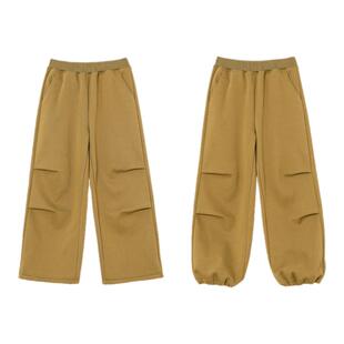 棉叔叔男女儿童降落伞校服裤秋冬加绒可调节脚口户外休闲保暖裤子