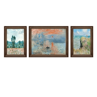 日出印象莫奈装饰画客厅挂画沙发背景墙世界名画风景手绘油画壁画