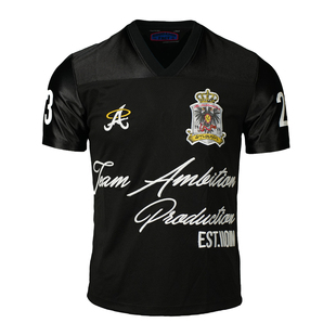 TGFCLUB 223系列美式嘻哈运动面料贴布绣刺绣拼接足球棒球服短袖T