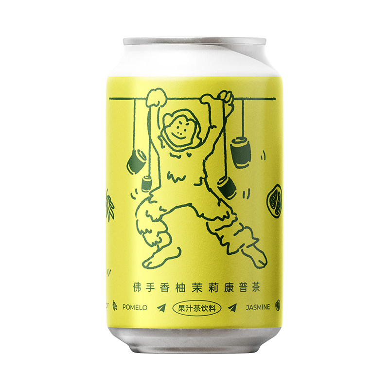 佛手香柚茉莉康普茶 红茶菌发酵果汁茶饮料 330mL 官方旗舰店