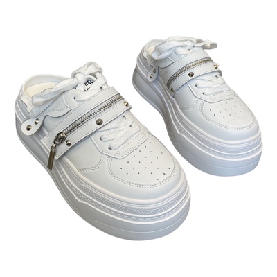 松糕小白鞋厚底板鞋包头半拖外穿