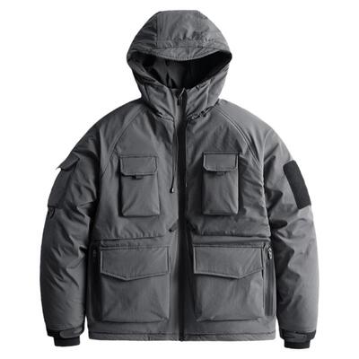 冬季机能工装多口袋连帽棉服外套