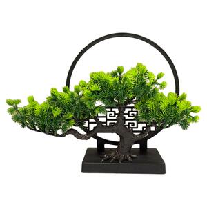 新中式仿真迎客松室内客厅屏风摆件电视柜茶几摆设植物小盆栽饰品