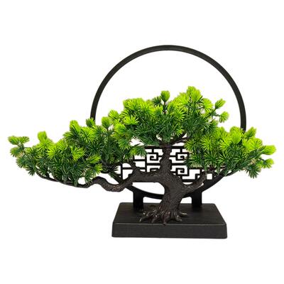 新中式仿真迎客松室内客厅屏风摆件电视柜茶几摆设植物小盆栽饰品