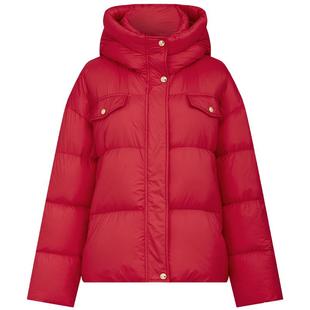 曼德诗短款羽绒服2024冬季新款连帽高领设计加厚保暖面包服外套女