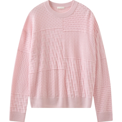 播商场同款粉色镂空羊毛针织衫女26春季新品软糯毛衣BDT1SD1402