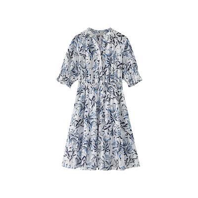 【自营】Marc O'Polo【品牌原创手绘印花】V领中袖司马克腰连衣裙