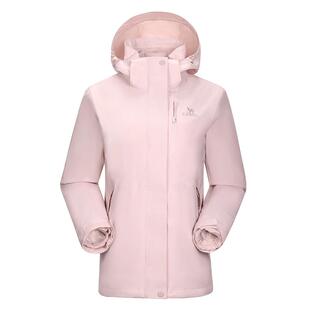【羽绒】骆驼粉色冲锋衣女款三合一羽绒服内胆冬季加厚滑雪外套男