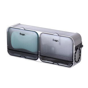 阿凡奇壁挂式肥皂盒免打孔沥水带盖墙洗衣洗脸内衣双格翻盖香皂盒