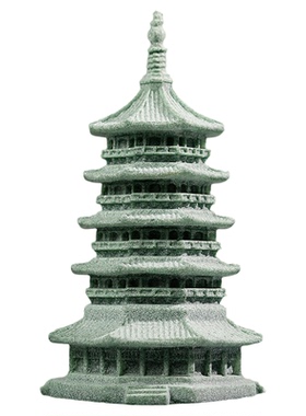 青砂石雷锋塔摆件假山鱼缸微景观水陆缸盆景流水装饰古风家居摆件