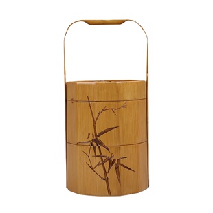 中国台湾省竹艺师廖壹男 手作孟宗竹提盒竹韵小食盒收纳盒藏物