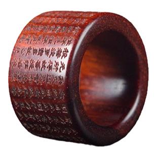 印度小叶紫檀心经扳指戒指随身实木红木盘玩男士手把件吊坠工艺品