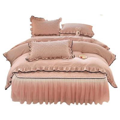 韩式公主风床裙四件套双层纱花边