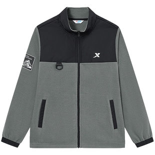 不来电|特步童装儿童秋冬款男大童摇粒绒拼色外套防静电保暖外套