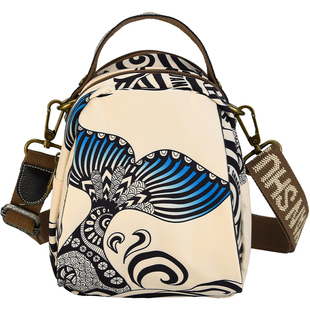 阎双创造手机包国潮鲸鱼印花手提包女迷你斜挎包多层小包包单肩包