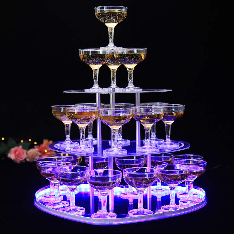 新款香槟塔婚庆道具婚礼酒台杯塔生日派对香槟酒塔架子亚克力杯塔
