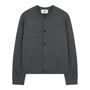 REPET复古圆领灰色针织开衫秋冬宽松百搭无性别毛衣外套上衣男女