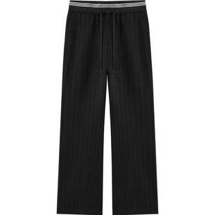 森马休闲裤女冬雪尼尔加绒撞色松紧腰喇叭裤肌理慵懒气质女士长裤