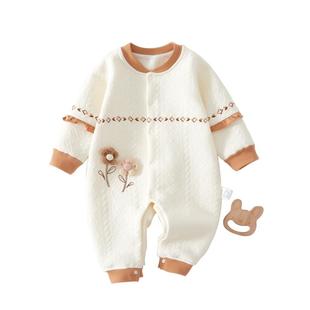 婴儿衣服秋冬纯棉连体衣a类6保暖婴幼儿小公主宝宝冬装女宝夹棉冬