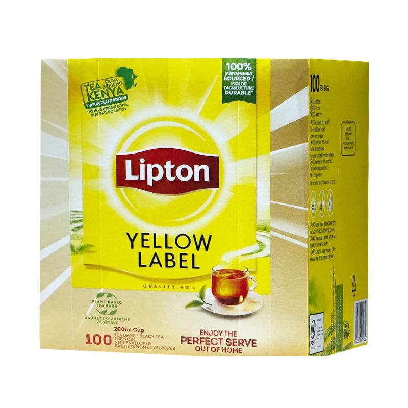 【自营】Lipton/立顿 原装进口黄标红茶 精选茶叶袋泡茶100包/盒