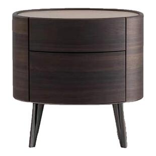 意式极简poliform KELLY床头柜岩板椭圆形烟熏色床边收纳卧室储物