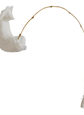 陶瓷禅意中式姜太公扫地僧摆件