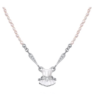 TOGGLER mini系列 迷你贝壳抹胸裙镶钻淡水珍珠银镀金可调节项链