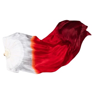 光亮舞蹈扇子长飘真丝酒红渐变儿童古典舞跳舞专用长绸表演出道具