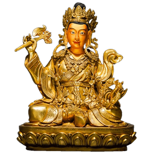 欧斯特格萨尔王铜像 复古做旧錾刻尼泊尔工艺铜鎏金雕花铜器10寸