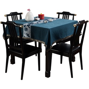 新中式桌布正方形八仙桌台布方桌中国风棉麻桌垫麻将机麻将桌盖布