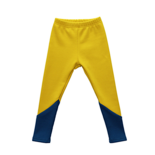 特价清仓秋冬女童宝宝好穿的百搭款黄拼灰蓝加绒打底裤子