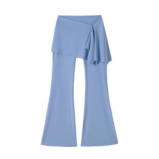 微喇瑜伽裤女健身屁帘遮挡高腰提臀健身裤假两件喇叭运动裤夏季薄