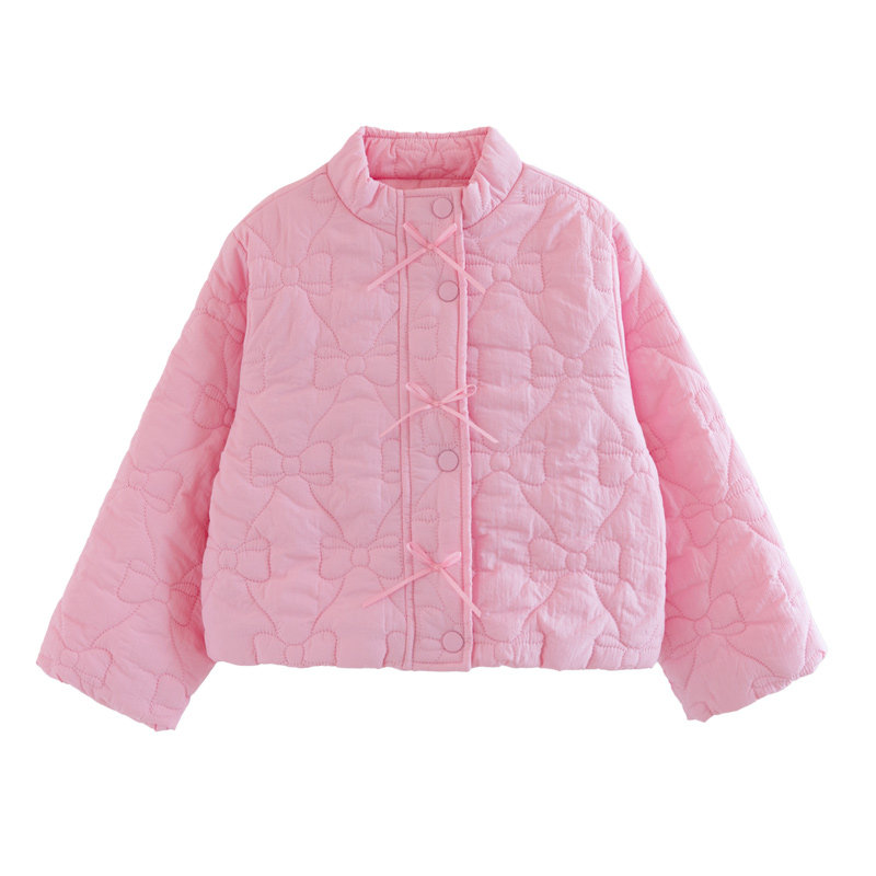 ILOVEJ女童粉色蝴蝶结棉服棉衣