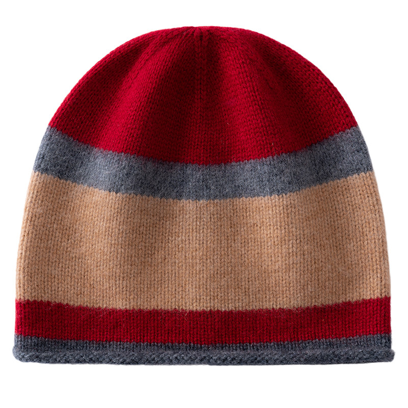 男女款撞色条纹针织帽