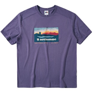 NOTHOMME COOLMAX水系露营吸湿透气西湖印花宽松短袖T恤男