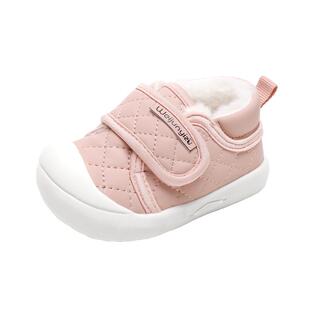 女宝宝棉鞋学步鞋秋冬季2023新款婴儿鞋子软底加绒0一1-3岁男童鞋