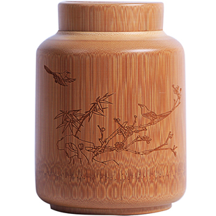 大号手工竹筒茶叶罐子 防潮密封茶罐包装储茶盒 竹木醒茶叶桶储物