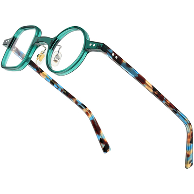 海皮登左圆右方板材眼镜框可配镜