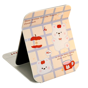 可爱格纹小狗折叠化妆镜便携式小镜子梳妆镜台式桌面化妆宿舍镜子