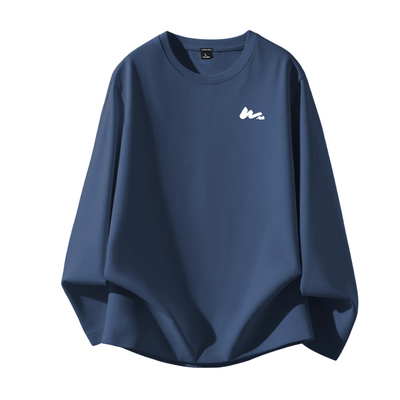 真维斯藏青色纯棉长袖T恤男款春