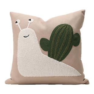 高端沙发抱枕套不含芯客厅轻奢高级感卡通蜗牛靠枕头床上靠背靠垫