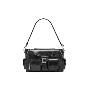 PECO城市系列记者包中号真皮复古小众斜挎通勤大容量斜挎邮差包