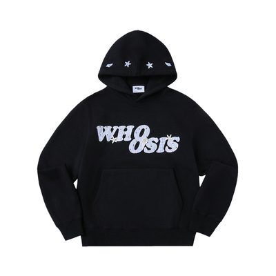 WHOOSIS（不知其名）蕾丝格纹贴布刺绣套头帽衫卫衣秋冬休闲男女