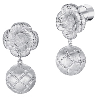 CINNLER「白山茶的香颂曲」高定菱格拉丝工艺吊坠耳钉生日礼物