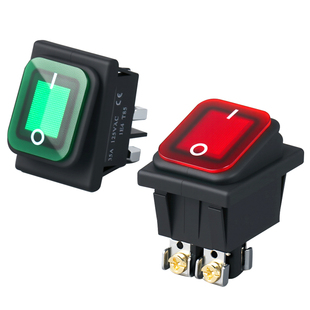 防水船型开关KCD4大功率30A电源翘板船形开关磨砂面带灯螺丝脚2档