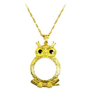 猫头鹰项链放大镜便携式玻璃镜片阅读看书项链款式看书鉴定放大镜